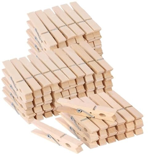 Wooden Pegs 72Pcs Heavy Duty Wooden Clothes Pegs With Metal Coil Spring Durable, Rust-Resistant Strong Grip are Suitable for Indoor and Outdoor Use