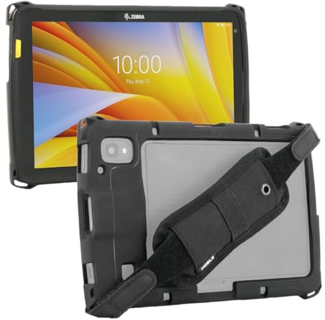 MOBILIS Rugged Case for Zebra ET40 - ET45 8 with Anti-Drop Hand Strap | Shockproof Military Grade Drop Protection Cover made with Recycled Materials - Anti-microbial - Compatible Docking - Black