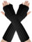 AUYAO Winter Armstulpen Damen Thermo Gestrickte Fingerlos Handschuhe Warm Strick Handstulpen Unisex Lange Armwärmer Stulpen Pulswärmer Winterhandschuhe mit Daumenloch Über Kinder (C: Schwarz,31cm)
