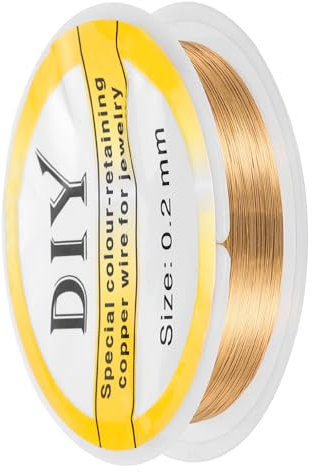 sourcing map 0.2mm/32 Gauge Copper Wire for Jewelry Making, 1 Roll Craft Tarnish Resistant Beading Wire for Jewelry Making Supplies DIY (Bright Gold)-25m