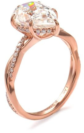 KnSam Rosegold 585 14 Karat Eheringe Echt Gold, Kreuz Klassiker Freundschaftsringe mit Moissanit Tropfen, Rosegold Au585 Pärchen Ringe, Gr.56 (17.8)