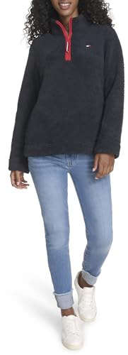 Tommy Hilfiger Adaptive Damen 1/4 Zip Mockneck Sherpa Soft Pullover Pullover (1er Pack)