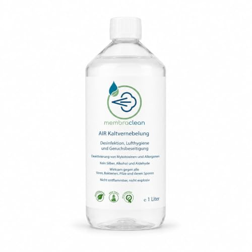 1 Liter membraclean AIR Kaltvernebelung zur effektiven Desinfektion | Für Flächen & Gegenstände, Schimmelbeseitigung, Geruchsbeseitigung, Tatortreinigung, Keimreduzierung der Raumluft