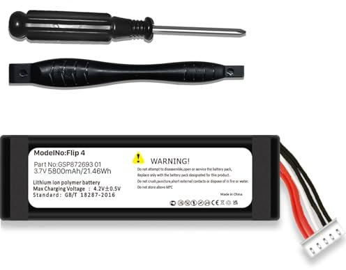 Batterie [5800mAh] pour JBL Flip 4, Batterie de Remplacement Haute capacité Compatible avec JBL Flip 4, Batterie pour Flip 4 Special Edition Bluetooth Speaker, P/N GSP872693 01
