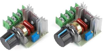 SWAWIS 2 Pièces Variateur de Vitesse pour Moteur AC 50-220V, Régulateur de Tension 25A 2000W, Contrôleur de Vitesse avec Bouton de Réglage de Vitesse, Commutateur de Commande Réglable