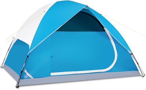 JELUCAMP 4 Personen Kuppelzelte für Camping, leichtes tragbares Familien-Kuppelzelt, einfacher Aufbau, wasserdichtes Campingzelt für 3 Jahreszeiten, 4 Personen Outdoor-Zelt, Blau