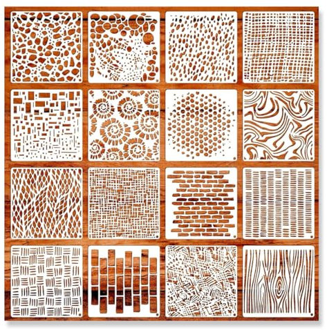 OUDQFCJ 16 pezzi stencil riutilizzabili per bordi angolari, design di totem tribale floreale, pittura e pareti, ideale su mobili in legno, pannello in porcellana, carta da parati, per tessuti