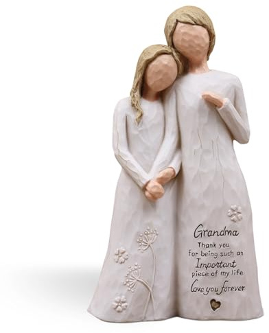 AUMELO Grandma Birthday Gifts from Granddaughter, Great Grandma Gifts for Birthday Christmas Mothers Day, Grandmother Granddaughter Embrace Hand-Painted Resin Figurine