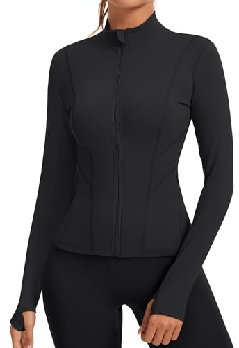 Rapbin Active Long Sleeve Tops for Women Zipper Running Track Athletic Jacket Workout Shirts Fitted Gym Clothes
