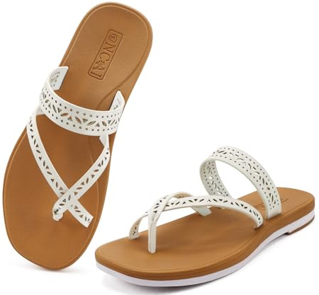 ONCAI Infradito Donna Eleganti Estive Comode Moda Sandali Piatti con Traforato Lacci in Stile Bohémien Flip Flop Casual Estate Spiaggia Antiscivolo Taglia EU 36-42