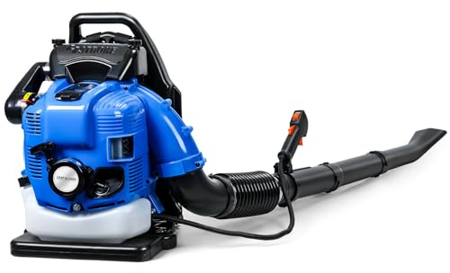 75,6cc 4-Takt Benzin Laubbläser Rucksack | Leistungsstarker Rückenlaubbläser & Laubsauger mit 1.9 l Tank, 750CFM Luftvolumen, 7000RPM Blasgerät Rückenbläser für große Flächen