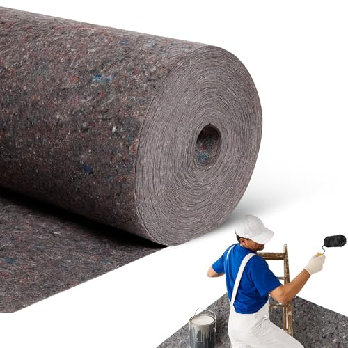 Fieltro Protector de Suelos Pintor, Rollo Fieltro para Suelo y Muebles, Producto reciclable, Uso en Reformas, Pintura y Mudanzas, Capa Polietileno Antideslizante 180 g/m2, 6 Rollos 90 cm x 4 Metros