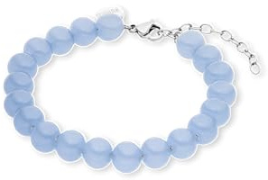 Purelei Blue Lagoon Armband für Damen, Perlenarmband mit hellblauen Glasperlen, verstellbares Armband 16–20 cm, Damen Schmuck aus Edelstahl, sommerliches Armband zum Verschenken