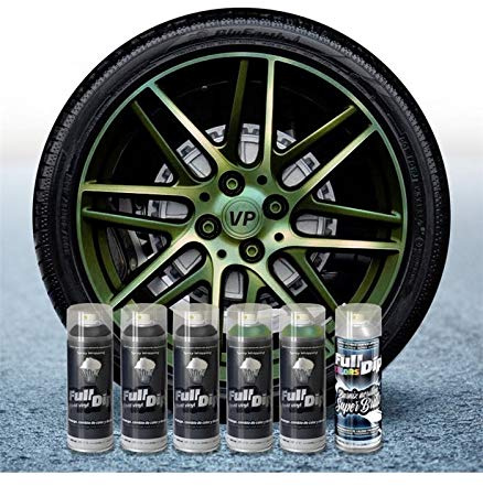 FullDip Pack Jantes en vinyle liquide Full DIPSPRAYS Ice CAMALEON Brillant avec base noire