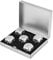 SCSpecial Aluminium Alloy Dice 5 Stück 16mm tragbare Metallwürfel mit quadratischem Gehäuse 6 seitige Würfel zum Party Game - Silber