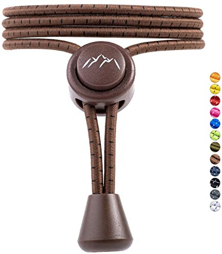 EVEREST FITNESS Sport-Schnürsenkel mit Schnellschnürsystem, elastisch, 5 Paar- schleifenlose Schnürsenkel mit Schnellverschluss (braun)