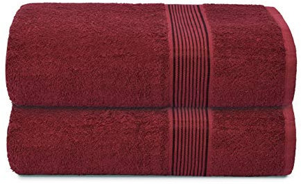 GLAMBURG Baumwolle 2er-Pack übergroße Badetücher 100 x 150 cm, große Badetücher, Ultra saugfähig, kompakt, schnell trocknend und leicht — Burgunderrot