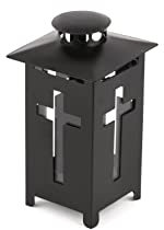Novaliv Grablaterne I 16 cm Hoch I schwarz I Kreuzdekor I Friedhofslaterne Grableuchte Grabschmuck Grabdeko Kerzenhaus Metall Friedhof Laterne für Friedhof
