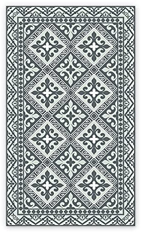 Coloray BirdsEcho Vinyl-Teppich Linoleum Teppich 70x105cm Bodenschutz in der Küche PVC Dekorative Matte Küchendekorationsmatte Küchenmatte - Grünes Muster Azulejos Ornament