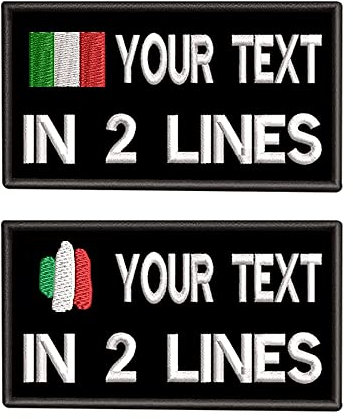 Toppe tattiche personalizzate 3,5 L x 2 H, 2 pezzi Etichetta numero militare personalizzata Toppa bandiera Italia per più borse di abbigliamento Gilet Giacche Camicie da lavoro