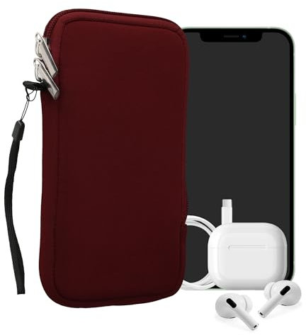 kwmobile Handytasche für Smartphones XL - 6,7/6,8 - Neopren Handy Hülle Bordeaux - Handy Tasche 17,2 x 8,4 cm Innenmaße