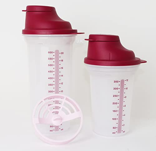 TUPPERWARE Mix-Fix Shaker 1 x 600 ml Baie Shaky + 1 x 350 ml Beere Shake-It + Stylo à bille métallique