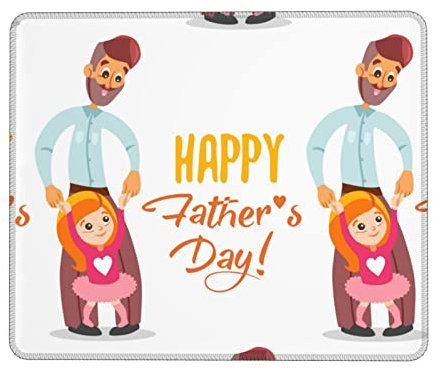 Tapis de souris pour fête des pères par fille, tapis de souris carré imperméable, base en caoutchouc antidérapant, tapis de souris à bord verrouillable pour ordinateur portable de bureau