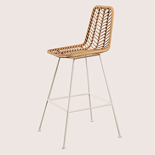 SKLUM 4er Set Outdoor-Barhocker aus synthetischem Rattan Gouda Natural Natürlich ↑75 cm Weiß