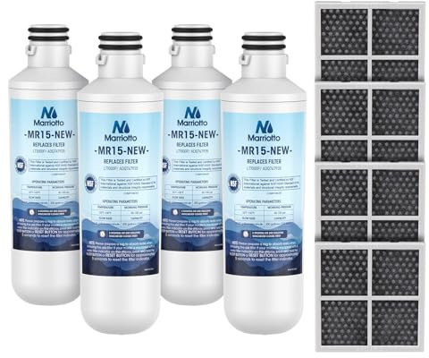 MARRIOTTO Filtro acqua LT1000PC di ricambio per frigorifero, compatibile con LT1000PC/PCS, LT1000PC, LT-1000PC, MDJ64844601, ADQ747935 ADQ74793504 Filtro acqua (4+4)