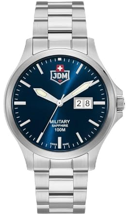 Jacques Du Manoir Millitary Herren Analog Uhr mit Edelstahl Armband JDM-WG014-03