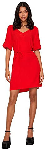 Vila Damen Vimesa Detail V-Neck S/S Dress/Su - Noos Kleid, Flame Scarlet, 44 EU