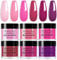 Honey Joy Hot Pink Dip Powder Color Set 6 Colors Fine Dipping Powder Colors No Need Lamp Cure,Like Gel Polish Effect,Even & Smooth Finishing (DP-S-6pcs-10g/box)