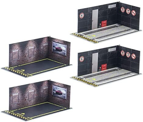 harayaa 4pcs Automodell Diorama Parkplatz Landschaft 1/24 DIY für Diecast Car