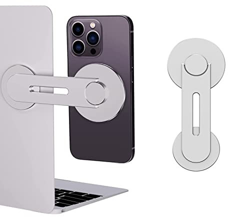 Hosann Century Magnetico Supporto Del Telefono Mobile per Laptop,180 ° Regolabile Supporto Del Telefono Mobile Monitor Laterale per MacBook, Pieghevole Supporto Del Computer (argentato)