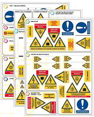 Signalétique.biz - Kit 65 Étiquettes Photovoltaïques + Notice - Conforme CONSUEL & UTE C 15-712