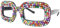 Alsino Sonnenbrille Herzbrille Fun-Brille Party Brille Photo-Booth Hippie, verschiedenen Designs – Einheitsgröße für Damen und Herren (F-086 Rainbow Strasssteine)