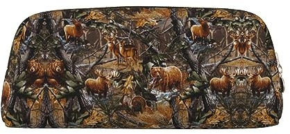 COMAAM Jagd Hirsch Bär Hirsch Leder Reißverschluss Dreidimensionale Stifttasche Geeignet für Schreibwaren und Kosmetik Lagerung, Jagd Hirsch Bär Hirsch, Einheitsgröße, Kulturbeutel