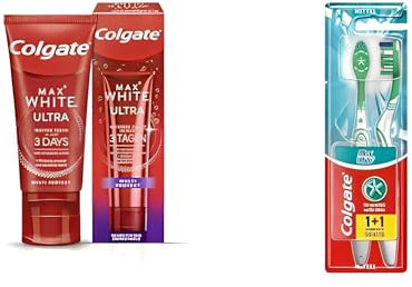 Colgate Zahnpasta & Zahnbürste - Max White Ultra Multi-Protect Zahncreme 50ml & Max White Zahnbürste 2 Stück