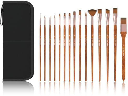 Paint Brushes Set, YIHUALE 15 PCS Artist Brush for Acrylic Oil Watercolor Gouache Artist Professional Painting Kits (Yellow)