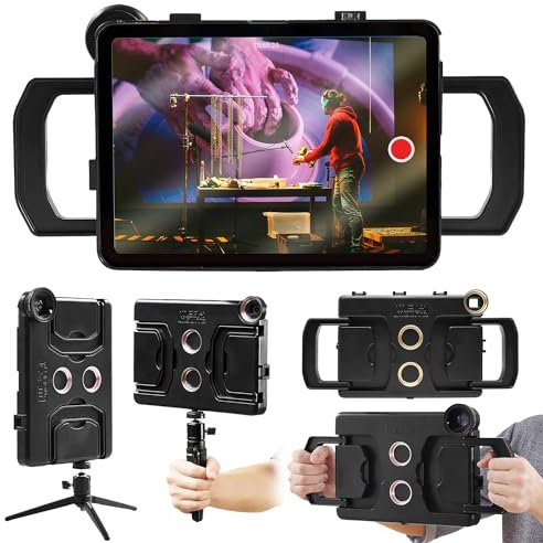 MegaMount Rig Case Video-Stabilisator für iPad 11 Zoll (Neuestes Modell der 10. Generation), Hand-Tablet-Stabilisatoren mit Schwenkgriff, Kaltschuh-Halterungen, Stativhalterung für Videografie,