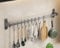 LNGFSH Colgador de Utensilios de Cocina Barra Cocina Utensilios con Ganchos Movible, Aluminio Montaje en Pared Colgador Organizador de Ollas y Sartenes Gris (60cm)