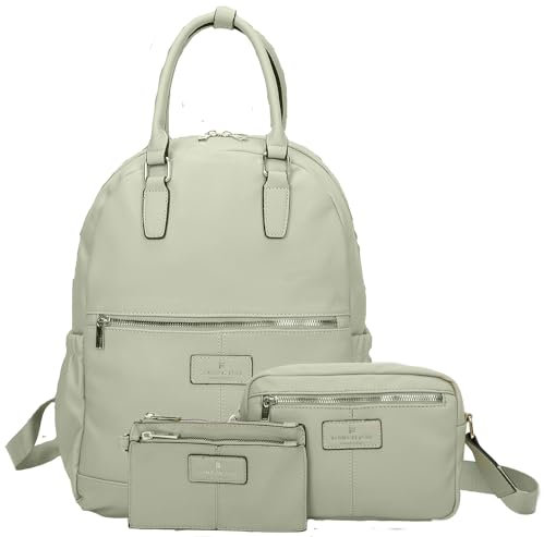 LONDON FOG - Rucksack | Reiserucksack für Damen | Geldbörse | Laptop-Rucksack | Crossbody-Tasche und Geldbörse Set | 3er-Set, Salbei, Large, Schulterbekleidung
