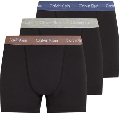 Calvin Klein Herren 3er Pack Boxershorts Trunks Unterwäsche, Schwarz (B- R Iris, Grey Heat, Dusty Tan WBS), S