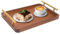 Seahelms Bamboo Tray with Metal Handles 30x20cm Small Wooden Tray Rustic Vintage Wooden Serving Trays for Breakfast,Coffee Tables,Living Room