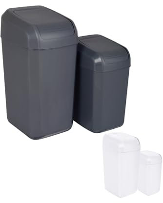 JARDIN202 - Papelera con Tapa Basculante - Cubo basura Antracita para Cocinas, Baños y Despachos - Contenedor de Residuos | 45 L (Gris)