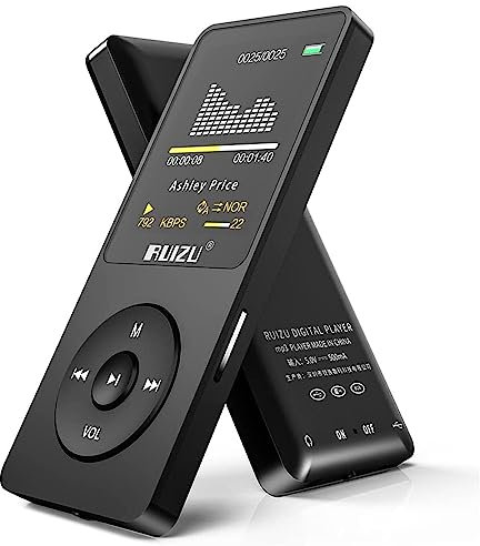 Lecteur MP3 8 Go avec Bluetooth 5.3, Super léger (30 g), autonomie jusqu'à 80 h, écran 1,8, Parfait pour Sport, Enfants et Adultes, Prend en Charge Cartes TF jusqu'à 128 Go