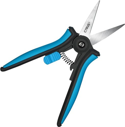 CYRUS Kleine Baumschere Scharfe Spitzklinge Rosenschere 152mm, Trimmschere mit Sicherheitsverschluss, rutschfester Griff Pflanzenschere, Blumenschere für Gartenliebhaber,00401