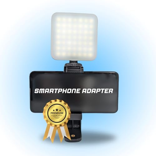 TronicXL Smartphone Stativ Adapter mit LED Lampe Videoleuchte Halterung kompatibel mit Apple iPhone Samsung Xiaomi Handy Smartphones Kamerastativ Halter Tripod Mount Blitzschuh