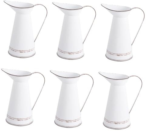 YARNOW Lot De 6 Pots De Fleurs Rustiques en Métal Style Campagnard Français Vases Décoratifs pour Table De Mariage