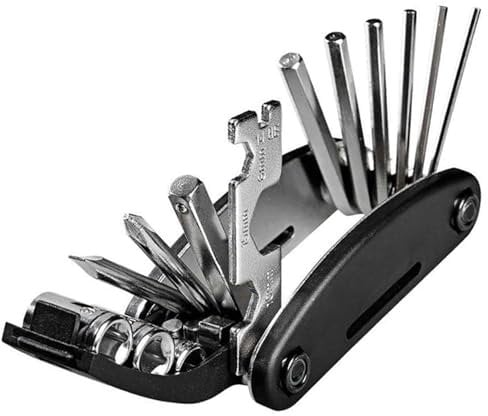 Multi Bike Pocket Tool, Multifunction Bicycle Tool Set, Bicycle Repair Tool, 16-in-1 Multi Function Folding Tool (Black)